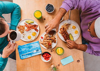 Two people having brunch together