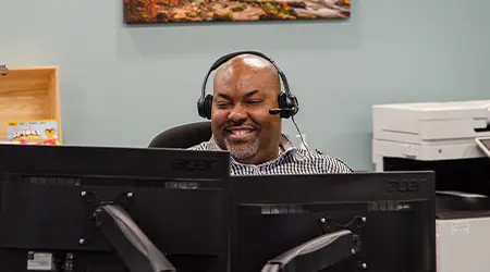 An employee on the phone
