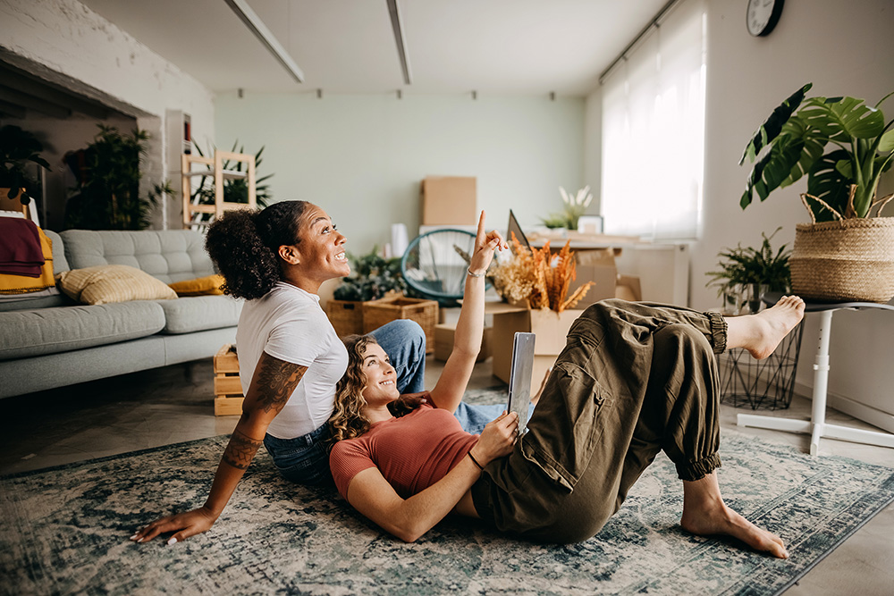 Couple in living room. 